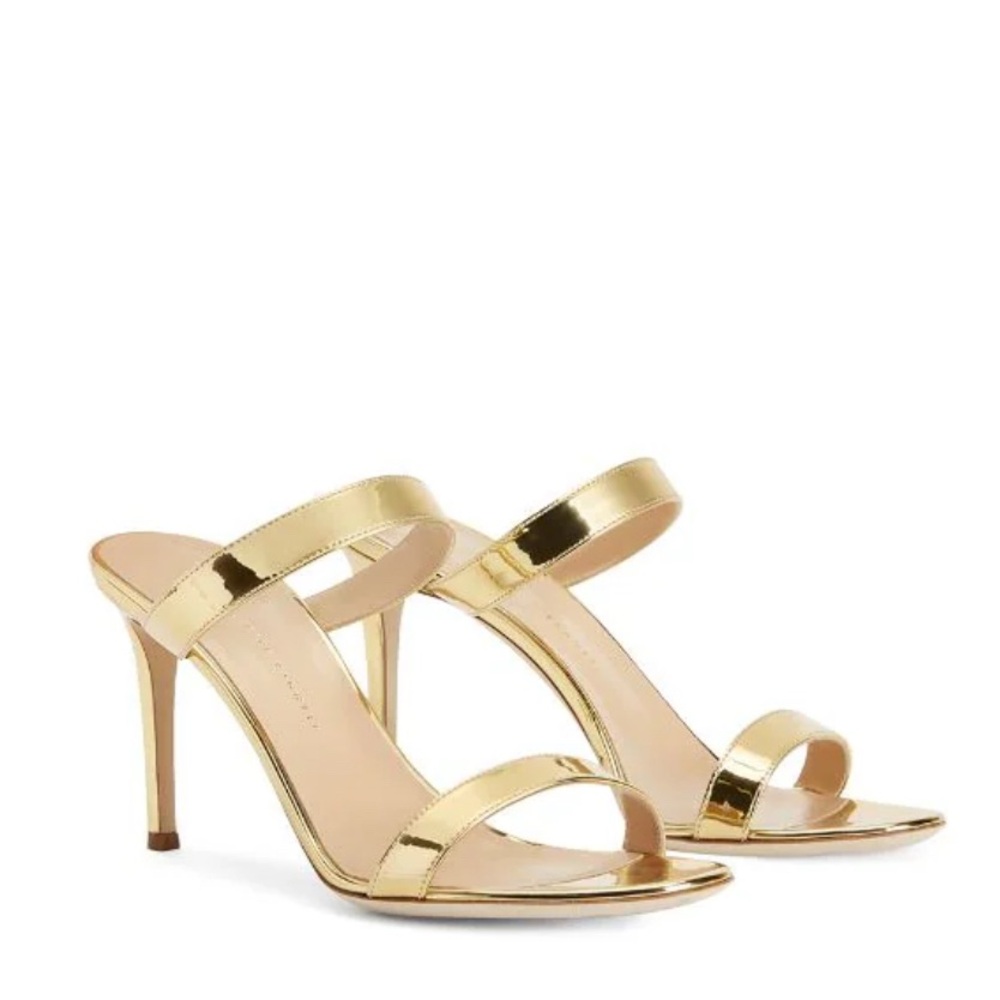 Giuseppe Zanotti Metallic Gold Double-Strap Stiletto Sandals